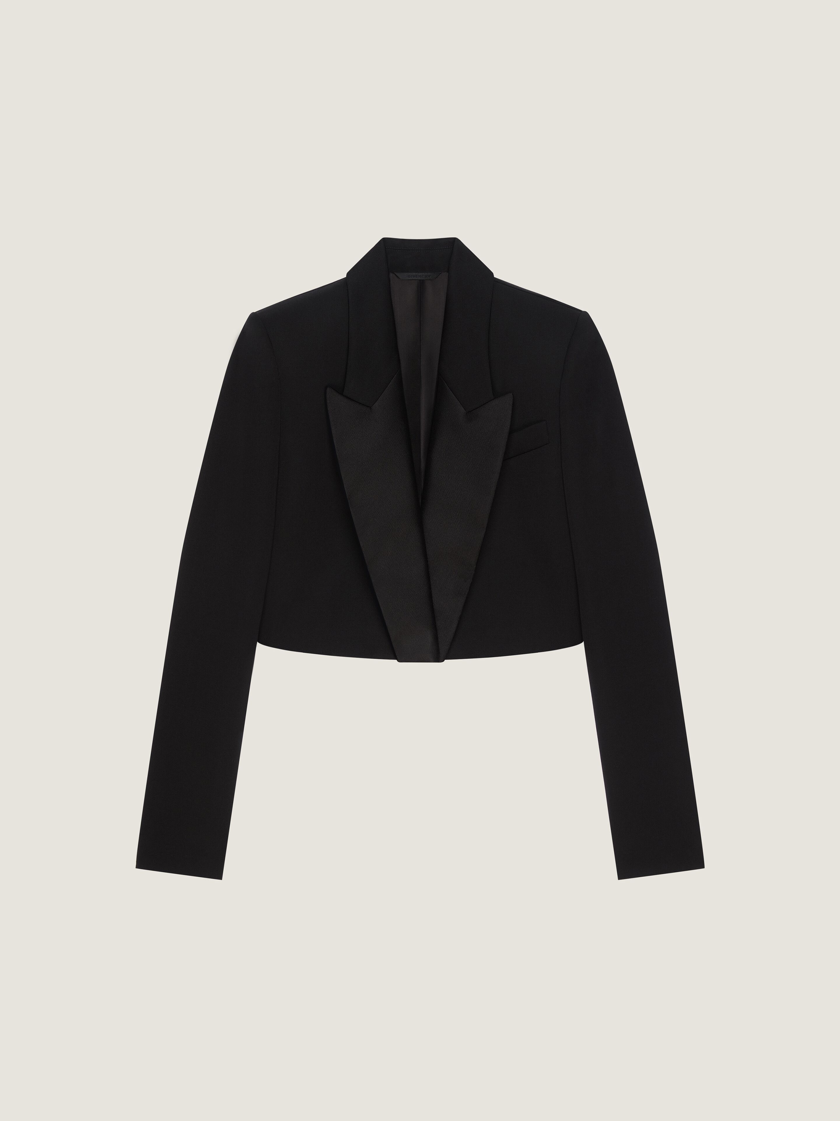 Cropped tuxedo jacket in wool